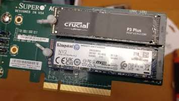Dual NVMe SSDs PCIe Adapter AOC-SLG3-2M2 Review - Kingston NV2 2TB vs. Crucial P3 Plus 2TB