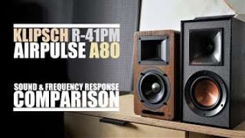 Klipsch R-41PM  vs  AirPulse A80  ||  Sound & Frequency Response Comparison