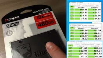 Тест скорости Kingston A400 480 Gb с разной заполненностью + системный диск С