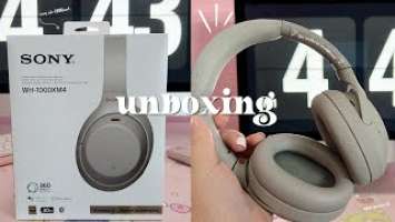 unboxing sony wh-1000xm4 headphones  (aesthetic)