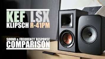 KEF LSX  vs  Klipsch R-41PM  ||  Sound & Frequency Response Comparison