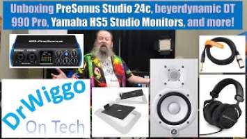 Unboxing PreSonus Studio 24c, Yamaha HS5 Studio Monitor Speakers, beyerdynamic DT 990 Pro, and more