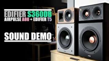 AirPulse A80 + Edifier T5 subwoofer  vs  Edifier S360DB  ||  Sound Comparison