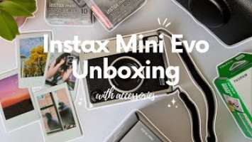 Fujifilm Instax Mini Evo Hybrid Instant Camera  | Unboxing  | Premium Edition ✨|  Set-Up