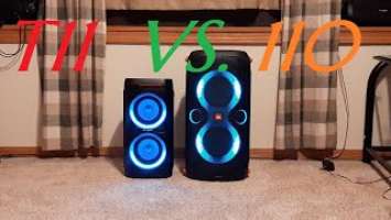 W-King T11 (EQ1, Firmware 2.32)  JBL Partybox 110 (Bass Boost Off, Boost One) Sound Battle