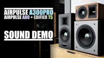 AirPulse A300PRO  vs  AirPulse A80 + Edifier T5 subwoofer  ||  Sound Comparison