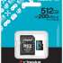 Карта памяти microSDXC UHS-I Kingston Canvas Go! Plus 512 ГБ, 200 МБ/с, Class 10, SDCG4/512GB,  1 шт., с адаптером