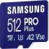 Карта памяти microSDXC UHS-I U3 Samsung Pro PLUS 512 ГБ, 180 МБ/с, Class 10, MB-MD512SA,  1 шт., переходник SD