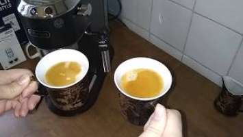 Кофеварка Delonghi 685. Готовим два эспрессо (мой личный домашний вариант!) с пенкой одновременно.