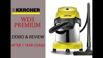 KARCHER WD3 PREMIUM VACUUM CLEANER | Demo & Review after 1 year of use