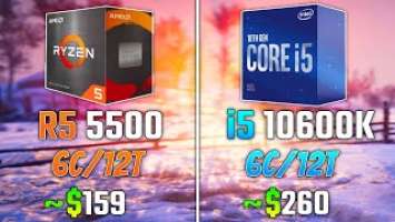 AMD RYZEN 5 5500 vs INTEL i5-10600K | Test in 5 Games | 1440p