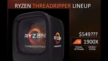 AMD Ryzen Threadripper 1900x With 8 Cores 16 Threads on X399