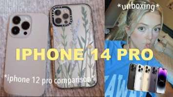 IPHONE 14 PRO UNBOXING!! *iPhone 12 pro comparison!!*