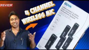 Boya BY-W4 (four) 4 Channel Wireless Microphone System : Unboxing & Review & Audio Quality Test