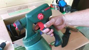 Сетевой краскопульт BOSCH PFS 2000. Распаковка, мини-обзор, пробую красить шифер резиновой краской