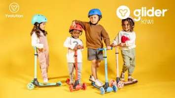 Yvolution Y Glider Kiwi  | Lightweight 3-Wheel Kids Scooter with Light-Up Wheels | Irish Design