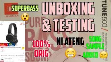 JBL PURE BASS SOUND TUNE 500 UNBOXING AND TESTING| SONG SAMPLE ADDED