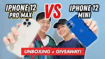 iPhone 12 mini vs 12 Pro Max Unboxing *iPhone GIVEAWAY*