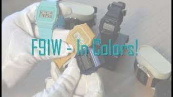 Casio F91W watch in different Colors