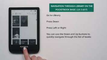 Navigation through Library on the PocketBook Basic Lux 3 (617)