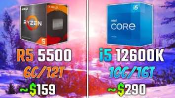 AMD RYZEN 5 5500 vs INTEL i5-12600K | Test in 5 Games | 1440p