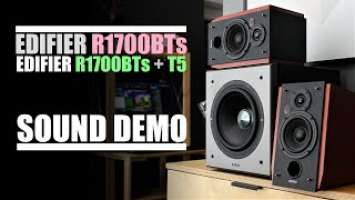 Edifier R1700BTs  vs  Edifier R1700BTs + T5 subwoofer  ||  Sound Cmparison