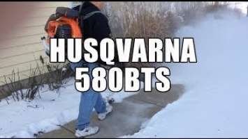 Husqvarna 580BTS BackPack Blower - Blowing 4" of snow