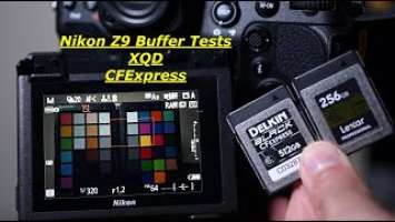 Nikon Z 9 Buffer Tests. XQD/CFe/LosslessRAW/High Efficiency Raw