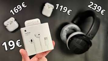 Apple EarPods USB C ​​​​​​​VS AirPods 2, AirPods 3 y Beyerdynamic DT 900 Pro X