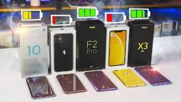 КТО ДОЛЬШЕ #2  iPhone 11, POCO X3, iPhone XR, Xiaomi Mi 10, POCO F2 Pro