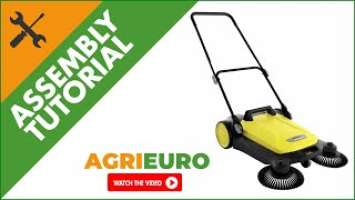 Kärcher S 4 Twin Manual Push Sweeper, height adjusting knob - 20L collection box - Assembly tutorial