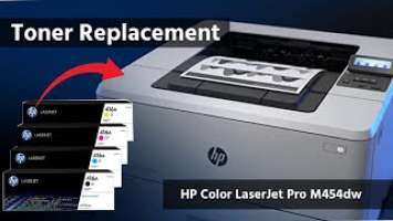 How to Replace Toner Cartridge on HP Color LaserJet Pro M454dw | Toner Unboxing HP 416A
