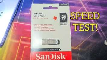 SanDisk Ultra Flair 128gb USB 3.0 Unboxing and Crystal Mark Speed Test!
