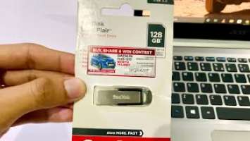 Sandisk 128gb pendrive ultra flair usb 3.0 Unboxing and Review Run Super Fast 70mb/s Proof!!!!