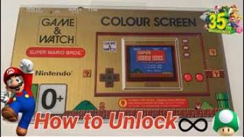 Nintendo Game & Watch: Super Mario Bros. - How to Unlock UNLIMITED Mario Lives!(Colour/Color Screen)