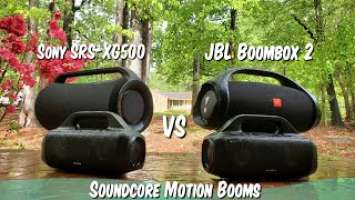 2 Soundcore Motion Booms VS JBL Boombox 2 And Sony SRS-XG500