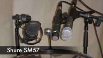 Tom & Snare drum mic comparison Shure SM57, Beta 57A, SM27, Beyer Dynamic Opus 87