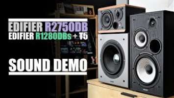 Edifier R1280DBs + T5 subwoofer  vs  Edifier R2750DB  ||  Sound Comparison