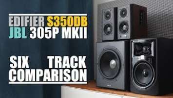 Edifier S350DB vs JBL 305P MKII  ||  6-Track Comparison