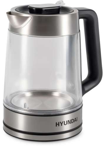 Чайник электрический Hyundai HYK-G5607, 2200Вт, черный и серебристый