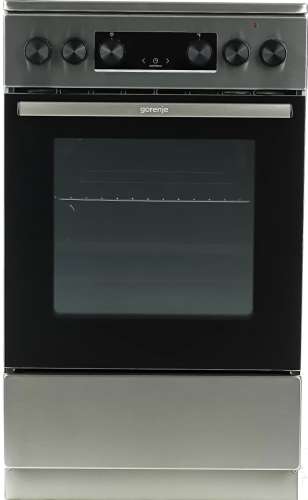 Электрическая плита Gorenje GECS5C70XA,  стеклокерамика,  без крышки,  нержавеющая сталь/черный