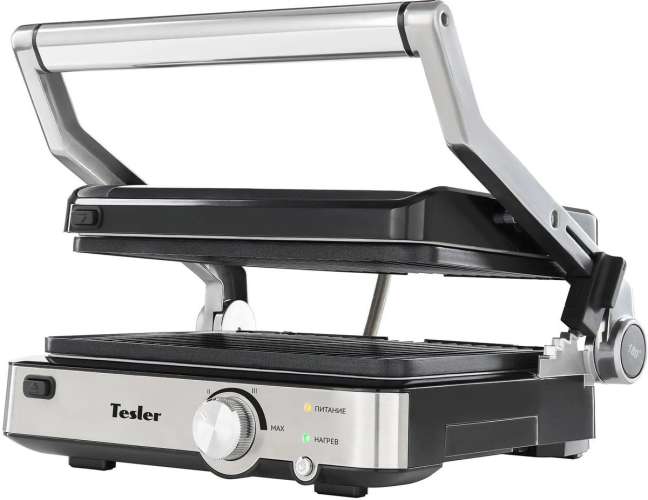 Электрогриль TESLER EG-205,  серебристый и черный