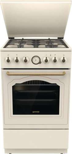 Газовая плита Gorenje GKS5B70CLI,  электрическая духовка,  металлическая крышка,  чугун, бежевый