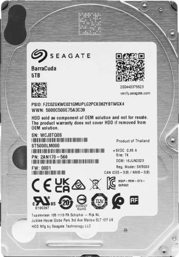 Жесткий диск Seagate Barracuda ST5000LM000,  5ТБ,  HDD,  SATA III,  2.5"