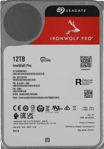 Жесткий диск Seagate Ironwolf Pro ST12000NT001,  12ТБ,  HDD,  SATA III,  3.5"