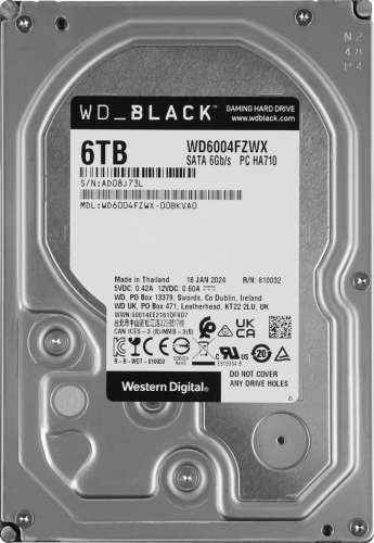 Жесткий диск WD Black WD6004FZWX,  6ТБ,  HDD,  SATA III,  3.5"