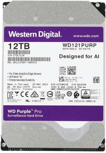 Жесткий диск WD Purple Pro WD121PURP,  12ТБ,  HDD,  SATA III,  3.5"