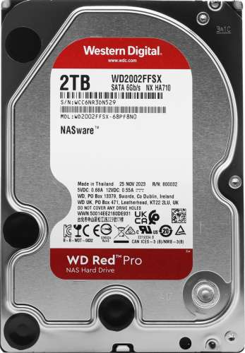 Жесткий диск WD Red Pro WD2002FFSX,  2ТБ,  HDD,  SATA III,  3.5"