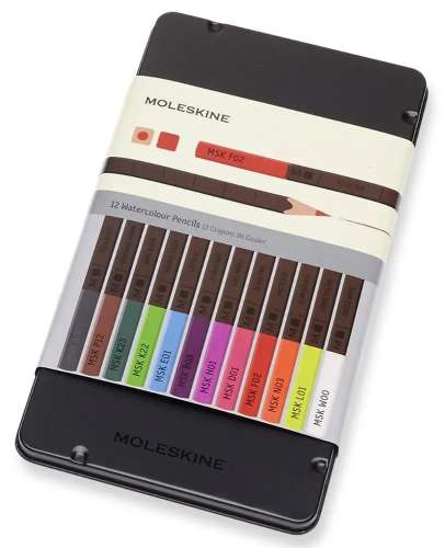 Карандаши Moleskine WATERCOLOUR EW7P12COLA,  12 цв.,  коробка металлическая