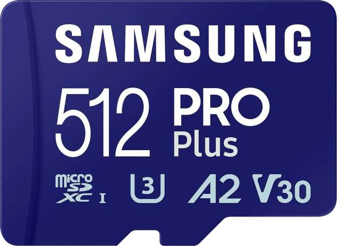 Карта памяти microSDXC UHS-I U3 Samsung Pro PLUS 512 ГБ, 180 МБ/с, Class 10, MB-MD512SA,  1 шт., переходник SD